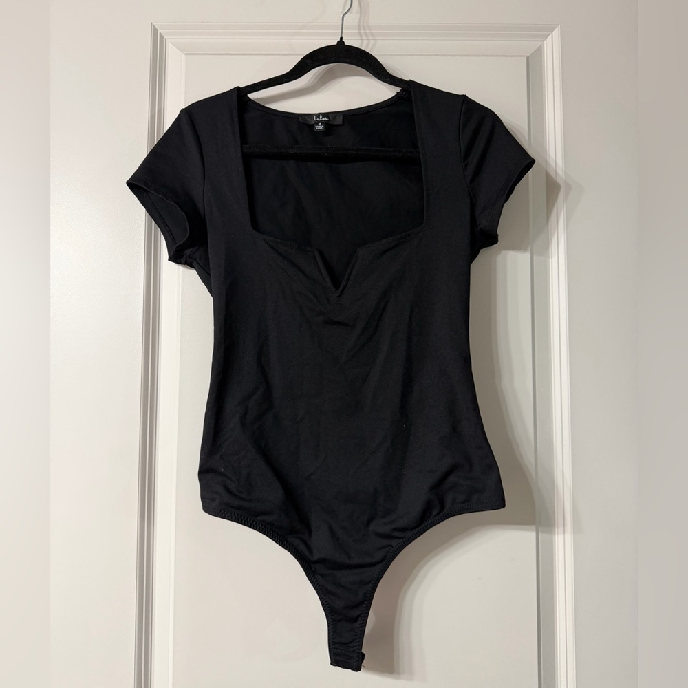 Lulu's Classic Black Short Sleeve Bodysuit